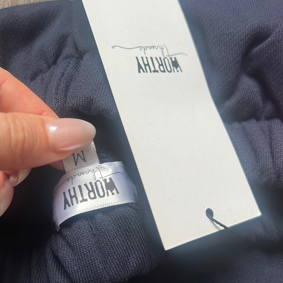 Sweat Shorts in Navy with Magenta Stripes - Picture 3 of 4